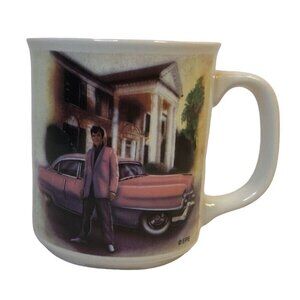 VTG Elvis Presley Pink Cadillac Graceland Home Of Elvis Coffee Mug 8 oz HTF